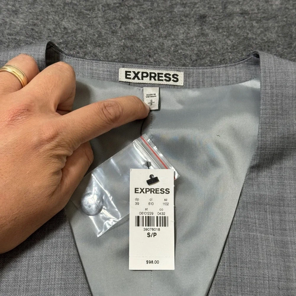 NEW Express Mens Suit Vest Light Gray Wool Blend Formal Waistcoat Small